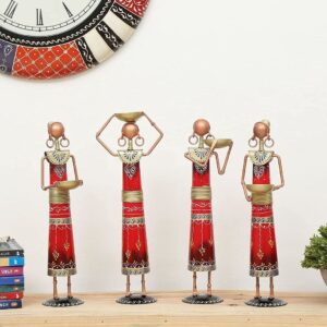 Metal Wrought Iron Tribal Lady Worker showpieces Ladies Doll Figurine Statue.